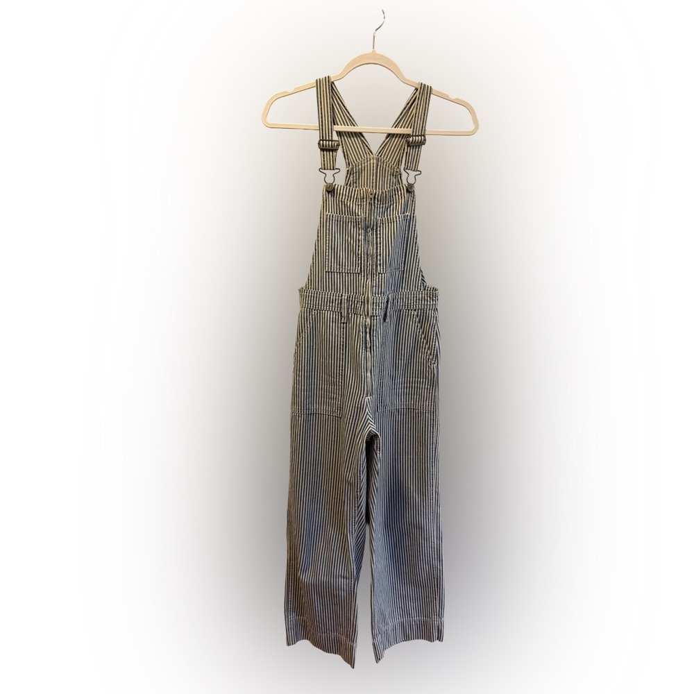 Abercrombie & Fitch Blue and White Striped Overalls, Size XS - Picture 3 of 7